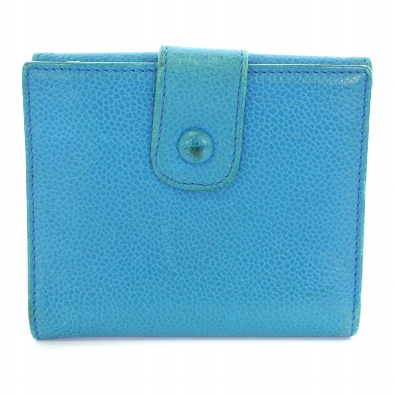 シャネル CHANEL 二つ折り財布 Wホック ココマーク キャビアスキン 