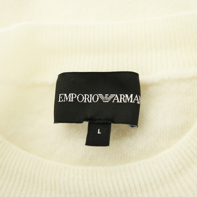 極美品 EMPORIO ARMANI ロゴ ネック 半袖 コットン ニット XL