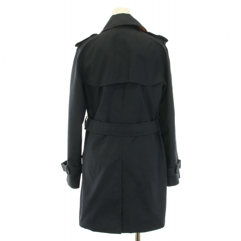 本物コーチCOACHの紺系のトレンチコート　ベルト付き　S コーチ COACH トレンチコート アウター ミドル ベルト 裏地ロゴ