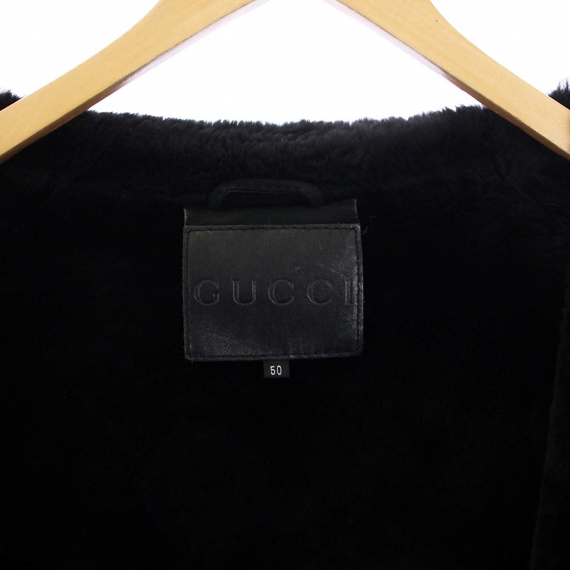 GUCCI グッチ　ムートン　ベルテッド　ジャケット　コート　羊革　ブラック 2025年最新】Yahoo!オークション -グッチ ムートン ジャケットの