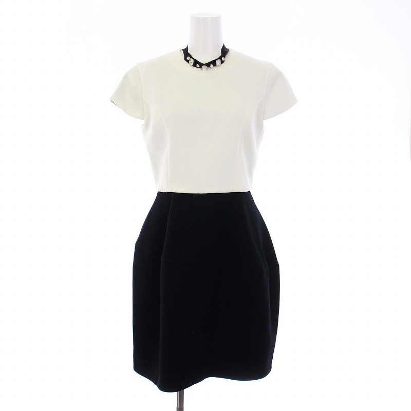 ヨーコチャン YOKO CHAN ワンピース ひざ丈 ビジュー リボン バイ  