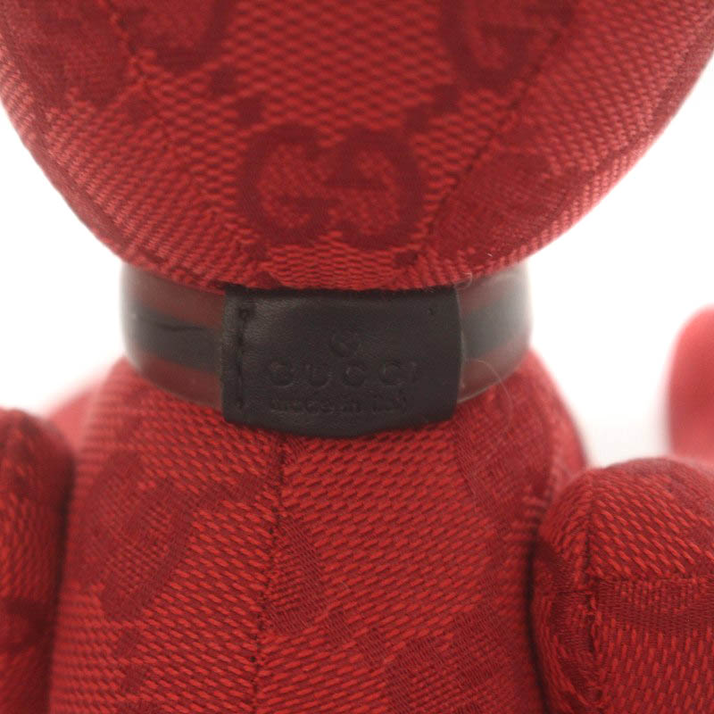 GUCCI グッチ　ベア　ぬいぐるみ　レッド　GG柄 グッチ GUCCI テディベア ぬいぐるみ キャンバス GG柄 くま クマ