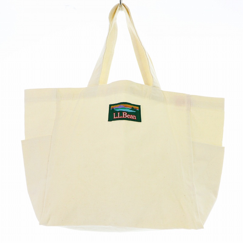 LL.Bean トートバッグ　 キャンバス　 ホワイト L.L.Bean エルエルビーン キャンバス地 ファスナー付 トート