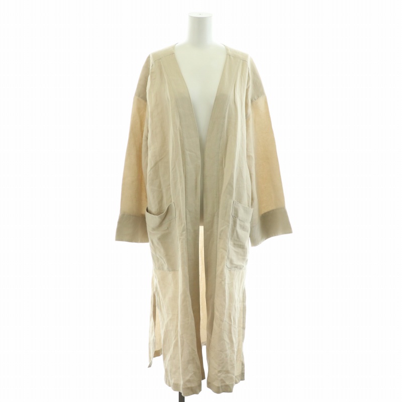 アルアバイル allureville ノーカラーコート ロング 麻 リネン混 薄手  
