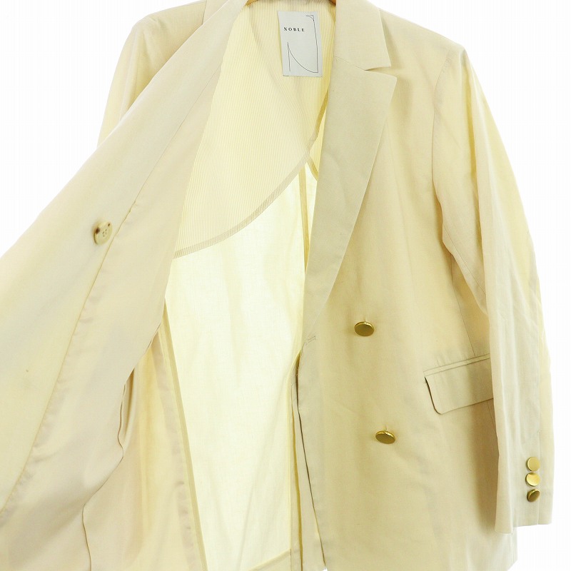ノーブル リネン混 ダブルジャケット 金ボタン