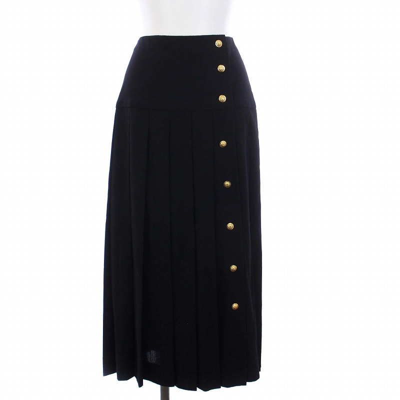シャネルスカートブラックココマークボタンプリーツChanel