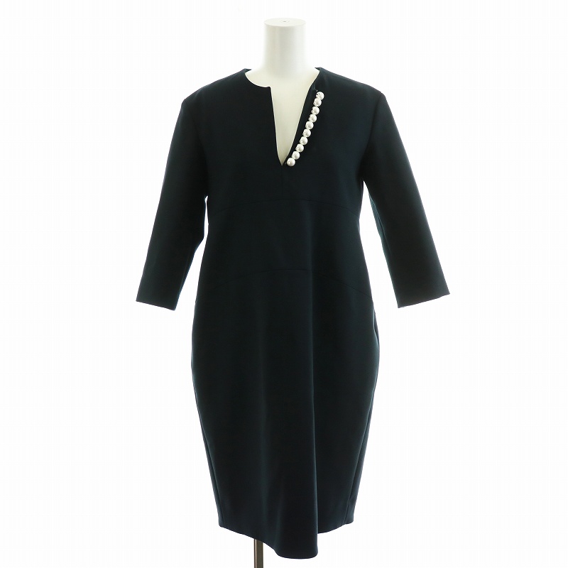 ヨーコチャン YOKO CHAN 20AW パールスリットラインドレス Long sleeve  