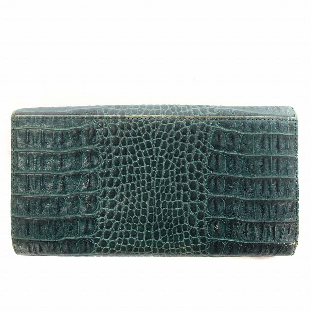 フルラ FURLA 長財布 クロコ型押し レザー 二つ折り グリーン 緑