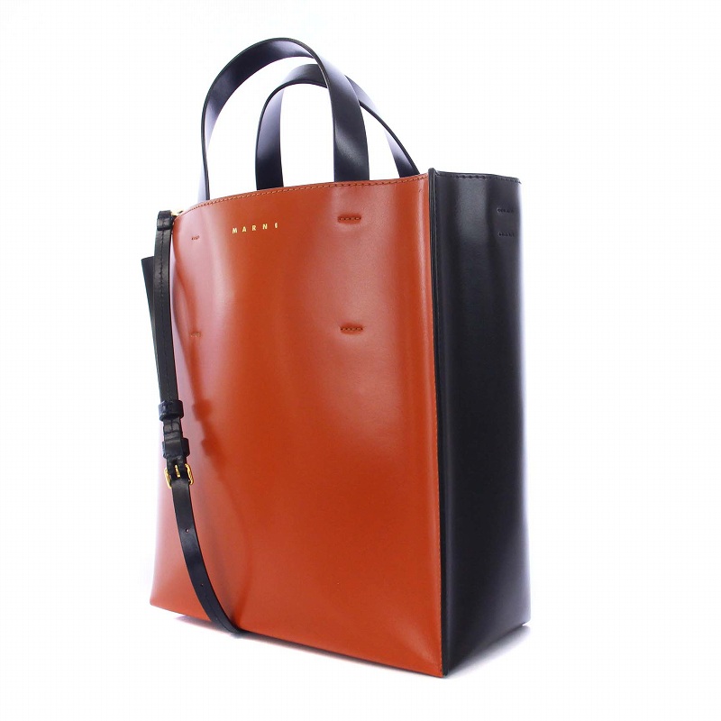 MARNI マルニ レザー トートバッグ レッド 三角 本革