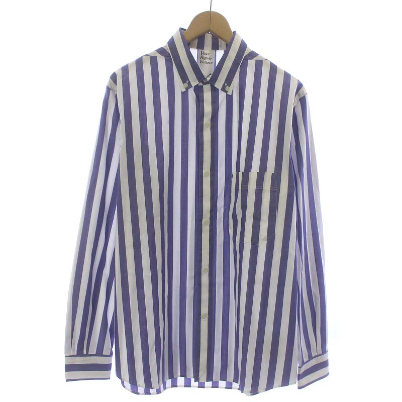 ドレステリア ヴァイオレットバッファローワロウズ シャツ 長袖 ハーフボタン プルオーバー 2WAY 衿脱着 コットン M 紺 ネイビー メンズ ボタンダウン ドレスシャツ DRESSTERIOR ドレステリア スーツ