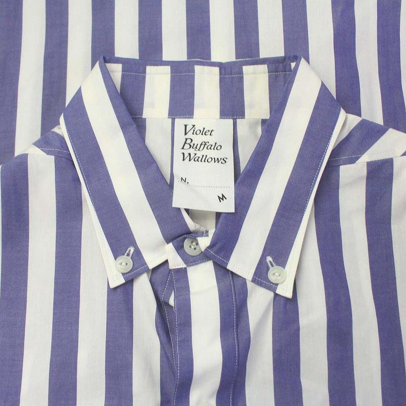 ドレステリア ヴァイオレットバッファローワロウズ シャツ 長袖 ハーフボタン プルオーバー 2WAY 衿脱着 コットン M 紺 ネイビー メンズ ボタンダウン ドレスシャツ DRESSTERIOR ドレステリア スーツ
