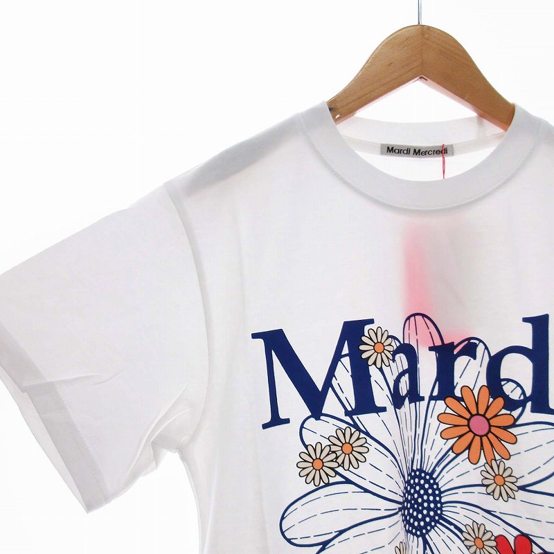 マルディ メクルディ MARDI MERCREDI ロゴプリント 半袖クルーネックカットソー ホワイト サイズ：フリーサイズ MARDI MERCREDI(マルディ メクルディ) ロゴプリント 半袖クルー