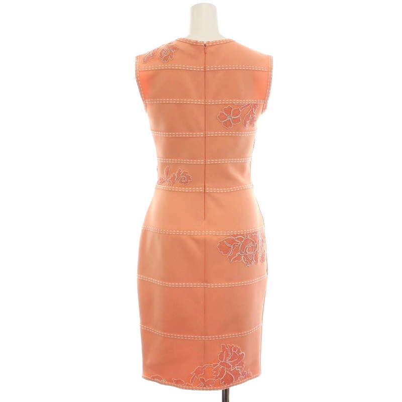 Tadashi Shoji ピンク 刺繍 ノースリーブ ひざ丈ワンピース