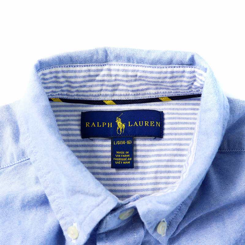 正規品160cm白ラルフローレンボタンダウン長袖シャツL14-16ホワイトBD