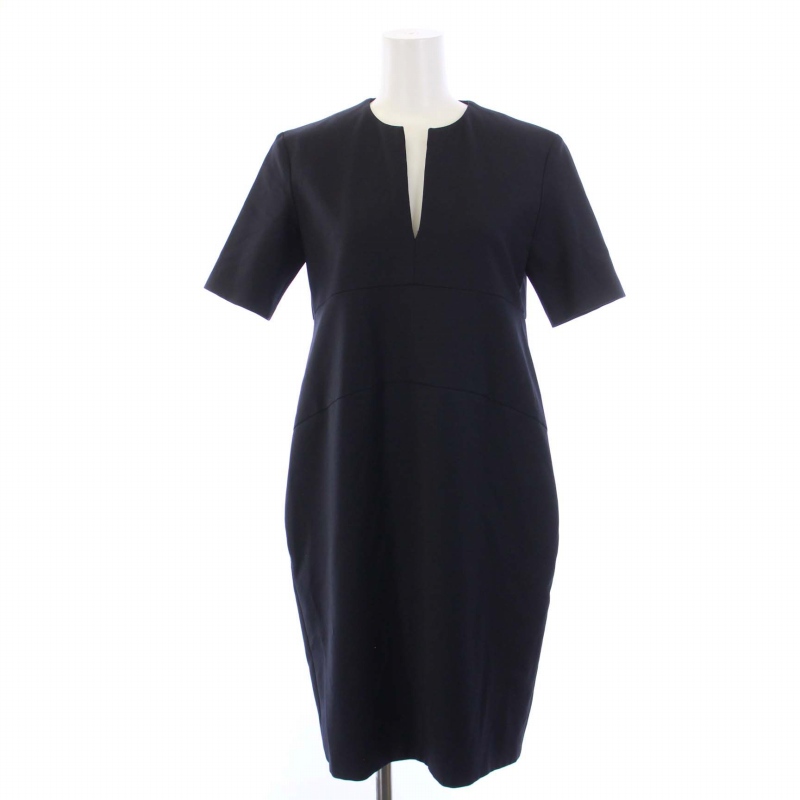 ヨーコチャン YOKO CHAN ワンピース ひざ丈 半袖 スキッパーネック  