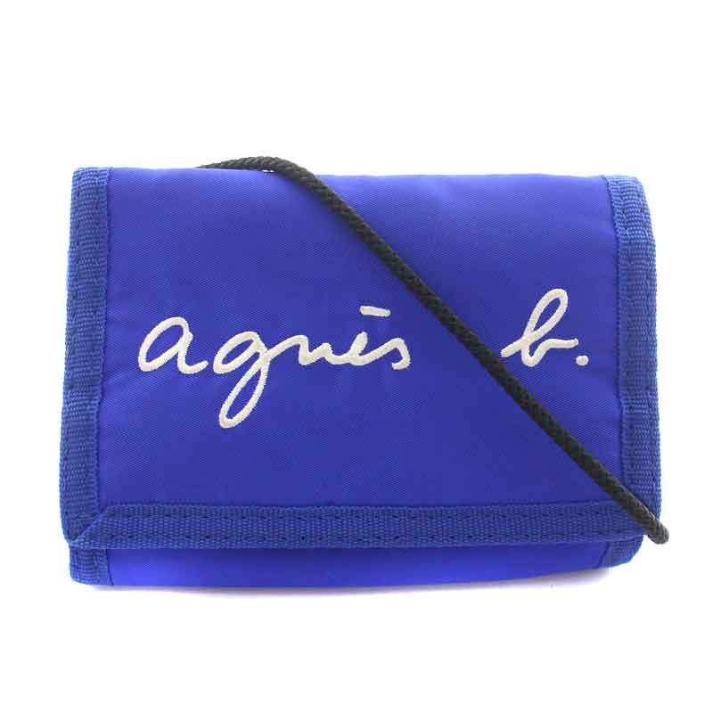 未使用】agnes b. コンパクト 三つ折りウォレット 青 アニエスベー
