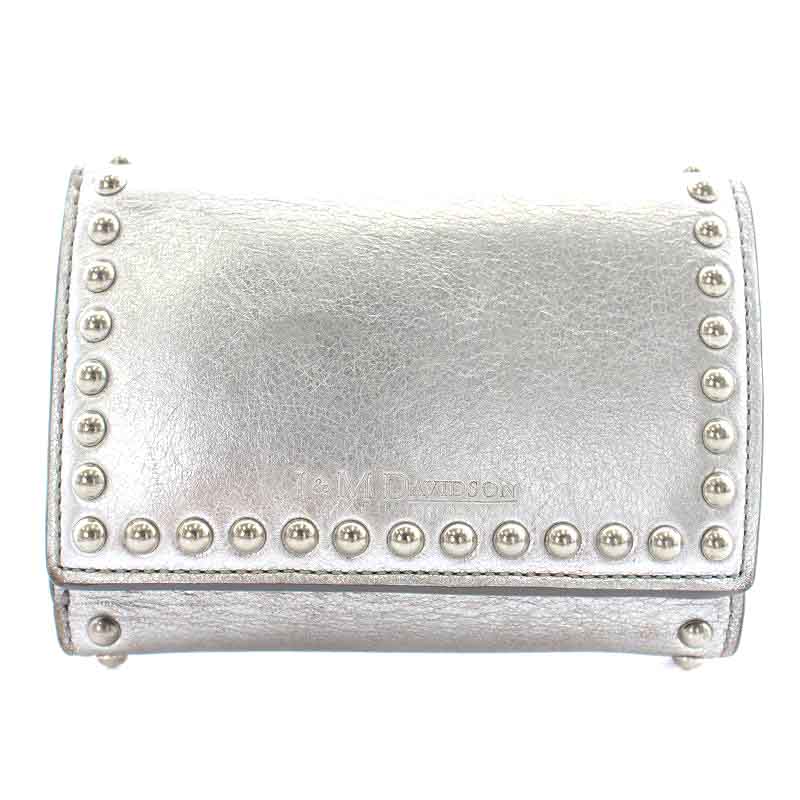 J&M DAVIDSON スモールウォレット 三つ折りスタッズシルバー財布