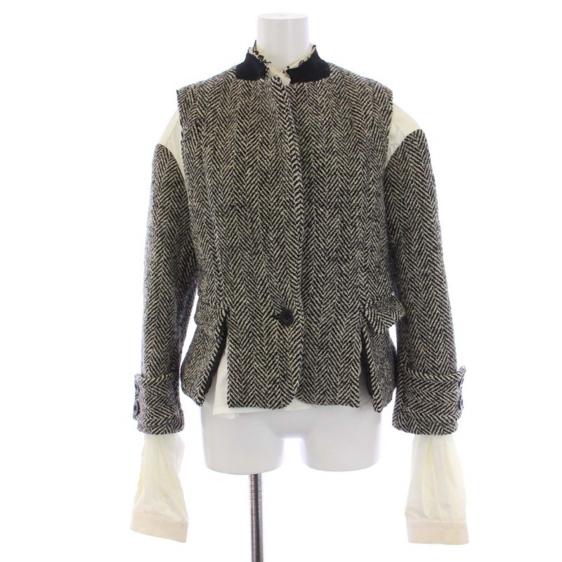 サカイ sacai ドッキングノーカラージャケット ブラウス付き 