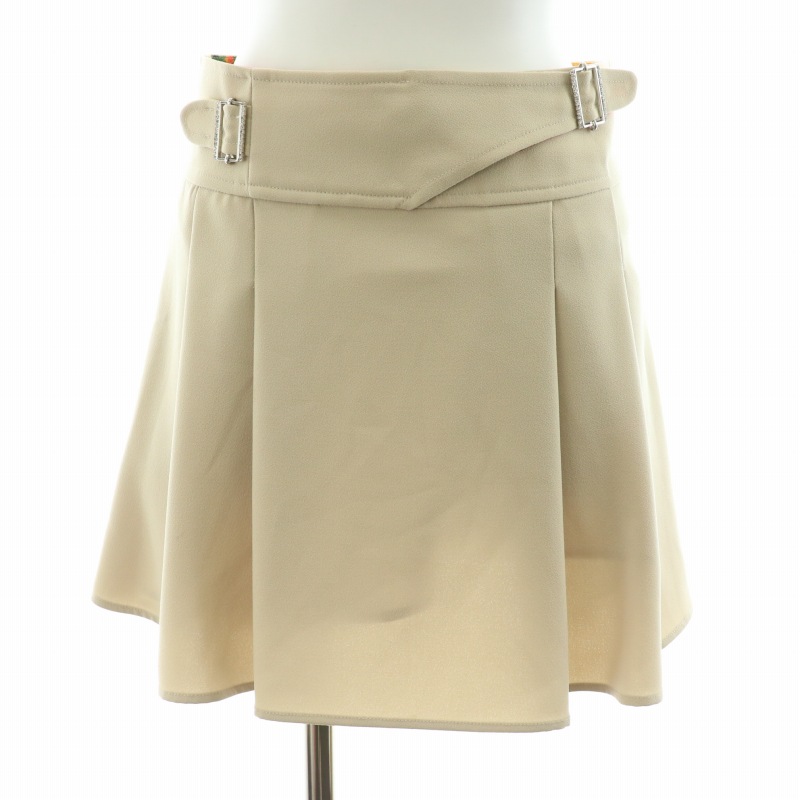 ブルーガール BLUGIRL フレアスカート ミニ タック 裏地花柄 38 M  