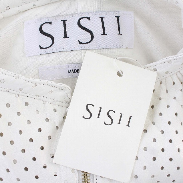 シシ sisii カウレザークロップギャザー ジャケット レザー ノーカラー 