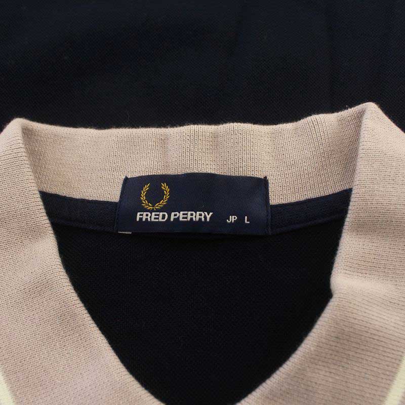 フレッドペリー FRED PERRY ポロシャツ 半袖 花柄 L 紺 ネイビー