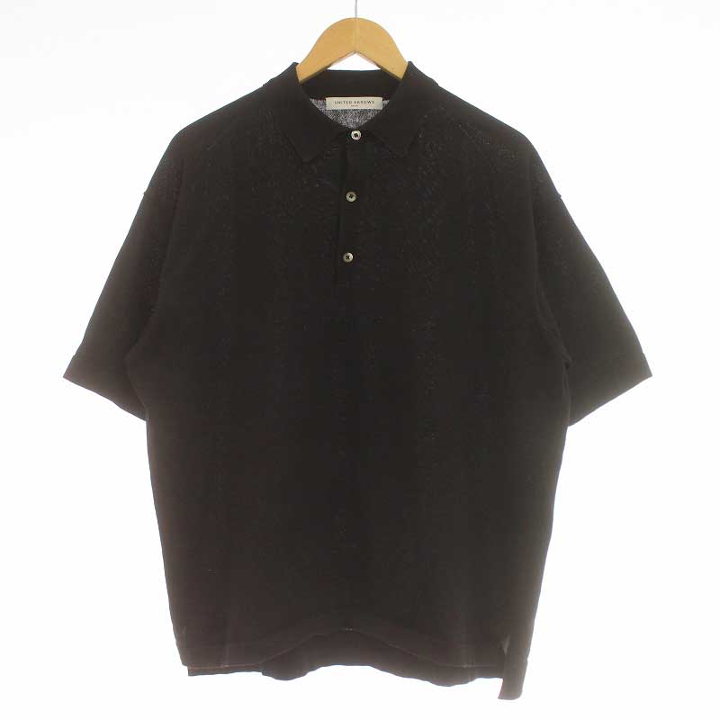 UNITED ARROWS ブラックポロシャツ 半袖 UNITED ARROWS ユナイテッドアローズ 半袖ポロシャツ メンズM ブラック