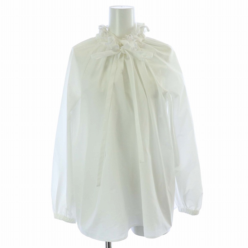 UNITED ARROWS オーガンジーフリルリボンブラウス白