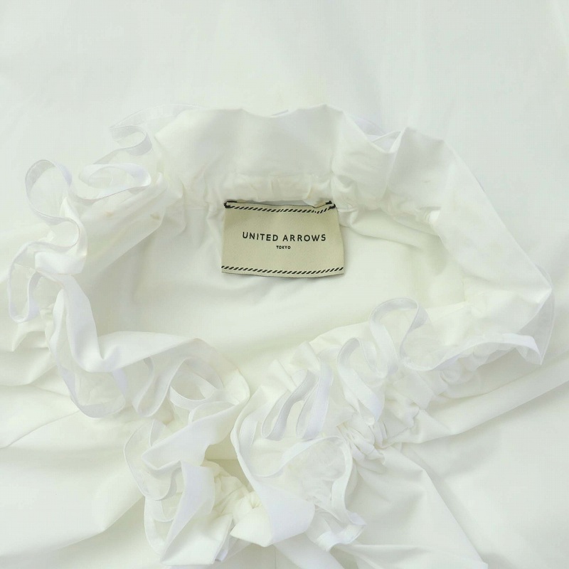 UNITED ARROWS オーガンジーフリルリボンブラウス白