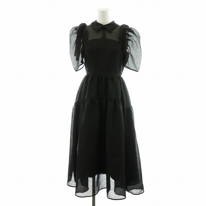 FURFUR シアーシャツコンビドレス パフスリーブラメジャガード