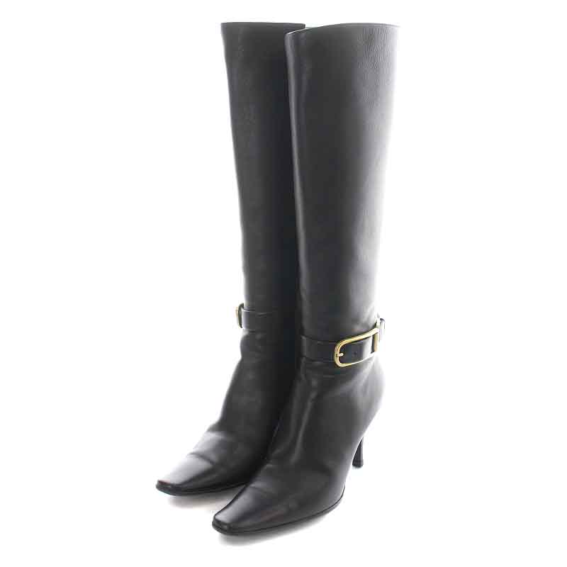 セリーヌ CELINE ジョッキーブーツ ロング ベルト サイドジップ 