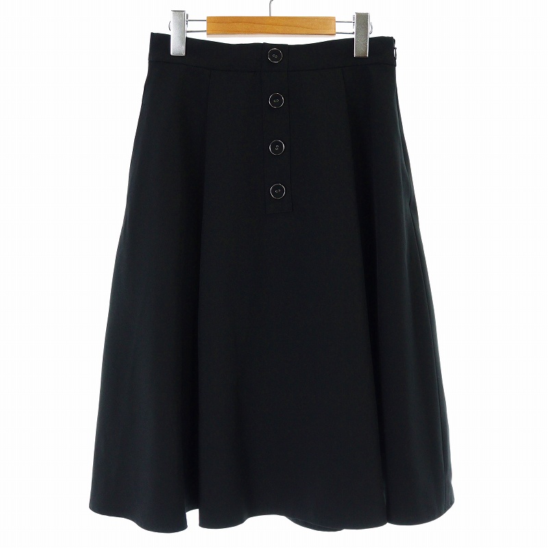 ルネ Rene 23年製 フレアスカート ひざ丈 フェイクボダン ストレッチ  