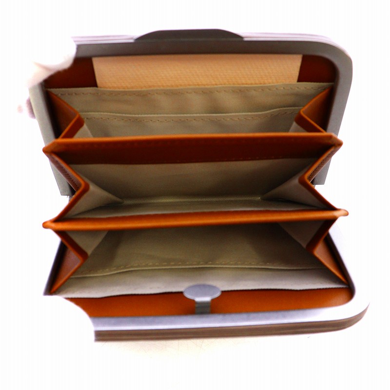 【新品】マーガレットハウエル アイデア✨ライジア 口金式折り財布 モカ 薄型 マーガレットハウエル ライジア がま口式 口金式 薄型折り財布