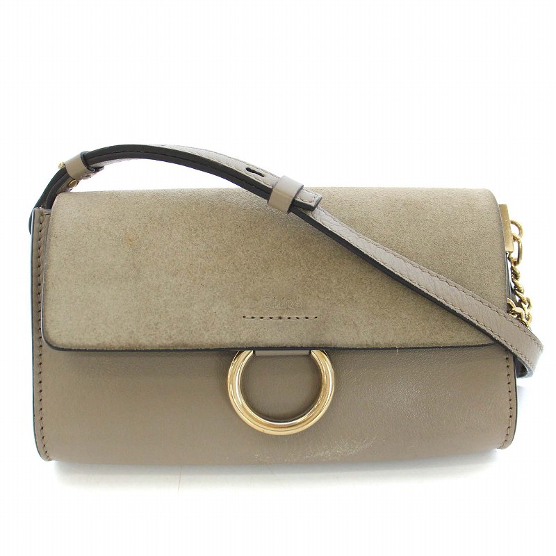 新品］Chloeフェイ レザー&スエードショルダーバッグ