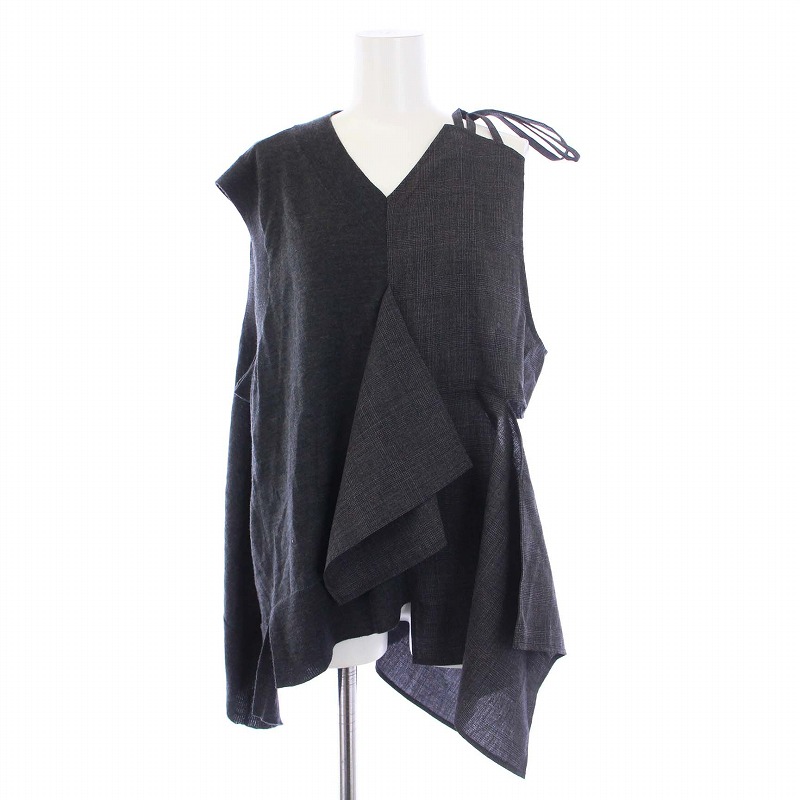 エンフォルド ENFOLD 23AW WOVEN×KNIT VEST ベスト グレンチェック 