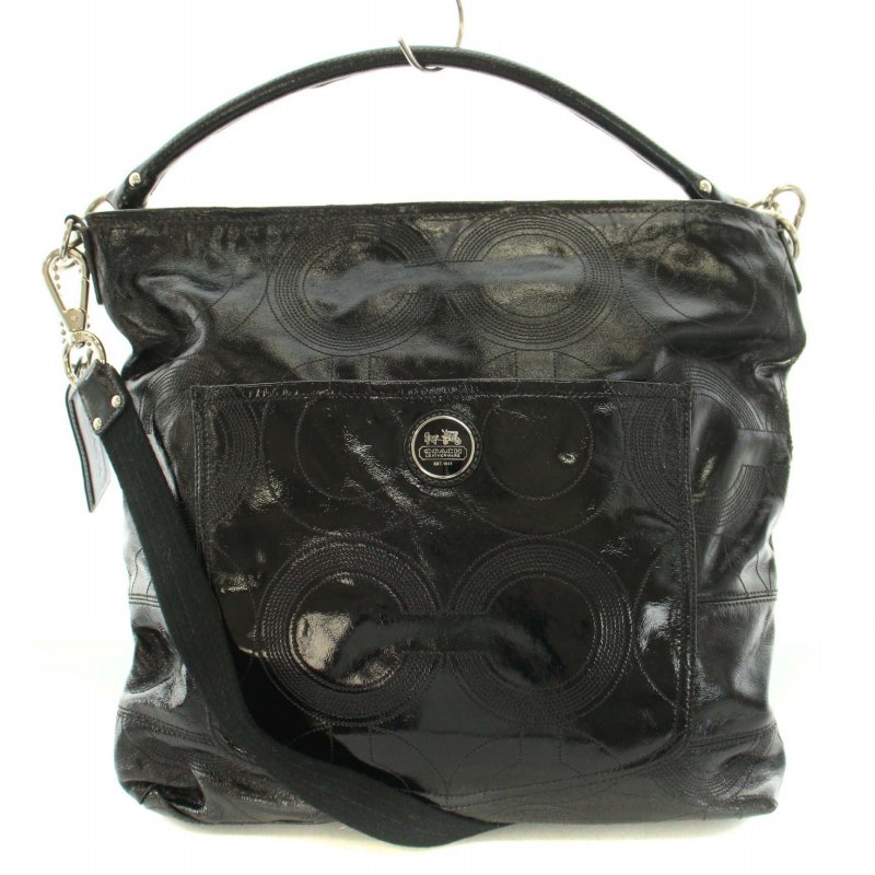 コーチ COACH 2WAY ハンドバッグ ショルダーバッグ エナメル ロゴ 