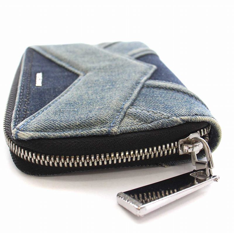 ディーゼル DIESEL 二つ折り財布 デニム ラウンドファスナー 青 ブルー