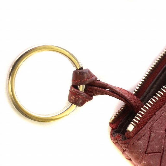 Bottega Veneta コインケース　イントレチャート　赤 ボッテガヴェネタ イントレチャート コインケース ラウンド