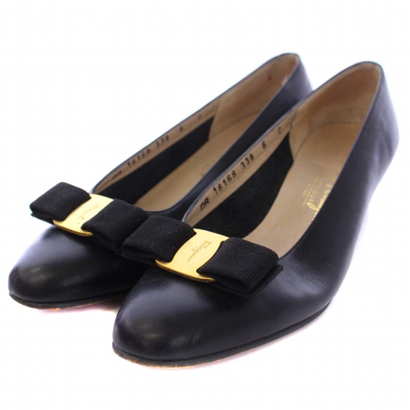 サルヴァトーレフェラガモ VARA ヴァラ パンプス 黒 ブラック 23.5cm