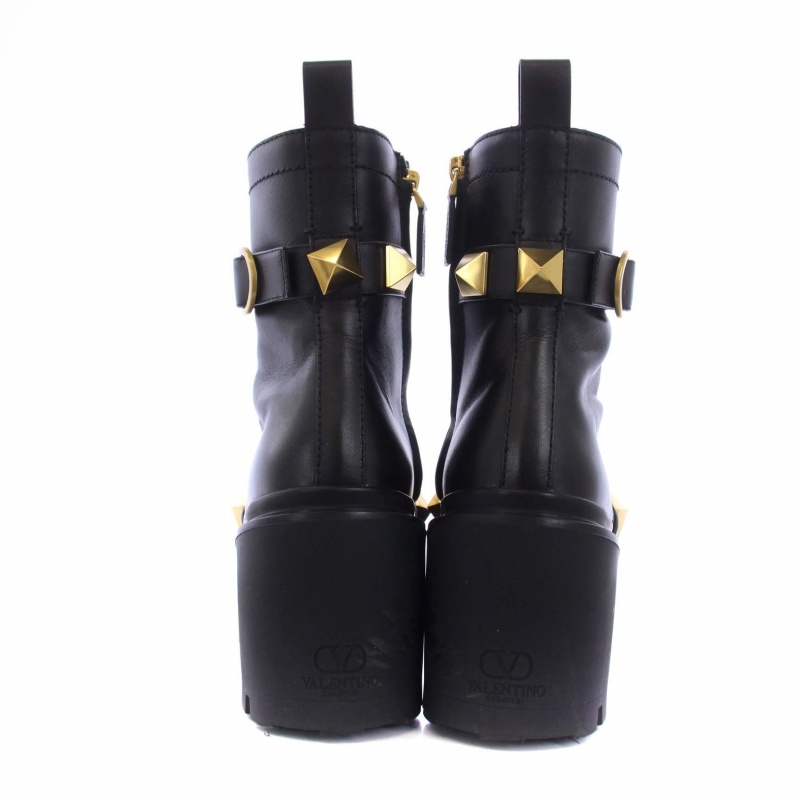 ヴァレンティノ valentino スタッズ付き黒レザーブーティ ヒール10cm
