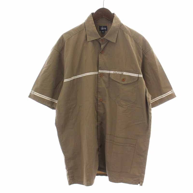 『STUSSY』 ワークシャツ　90s 紺タグ　USA製 ベージュ　【L】 ステューシー STUSSY オールド ヴィンテージ 90s 紺タグ ワーク