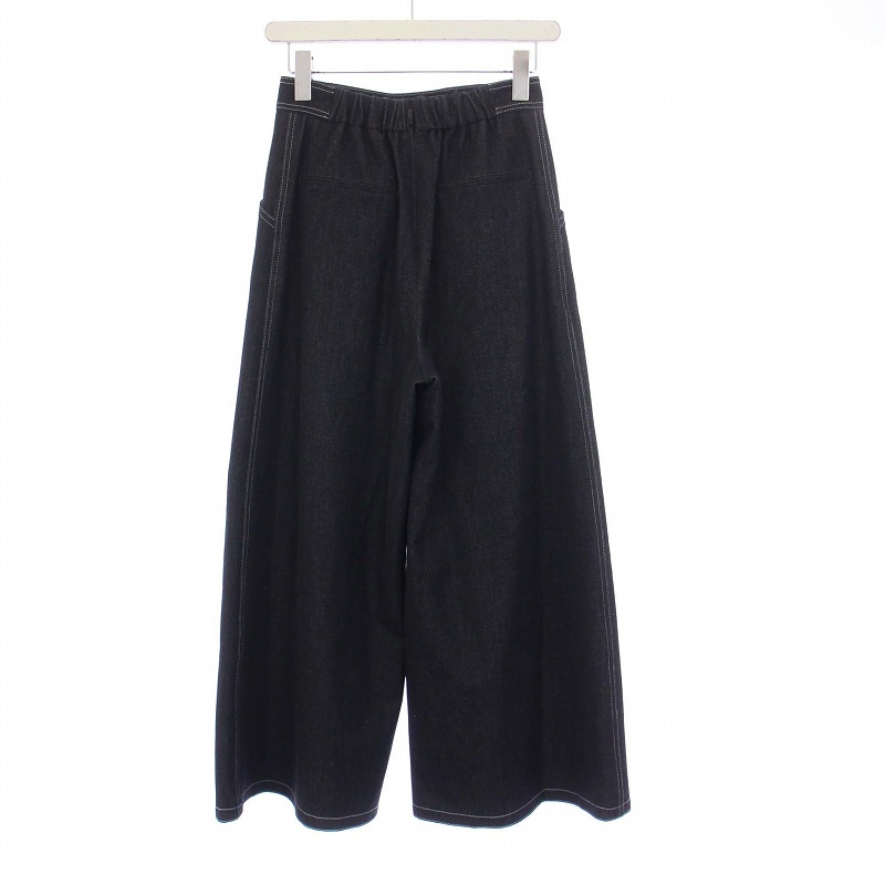 ルネ Rene 20年製 ワイドパンツ ハイウエスト ストレッチ パールボタン 