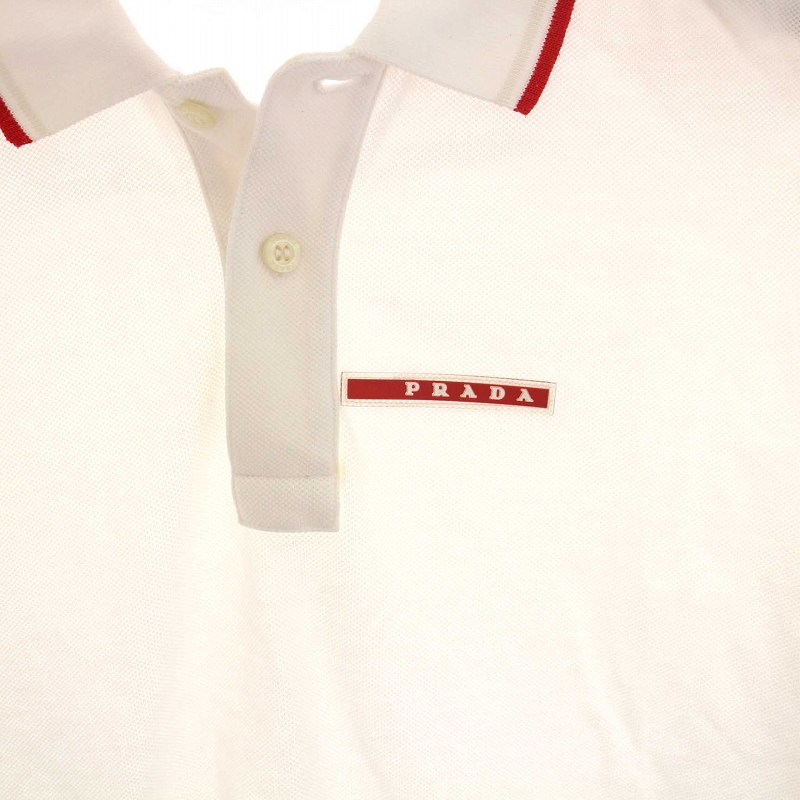 プラダスポーツ PRADA SPORT ポロシャツ コットン 半袖 S 白 ホワイト