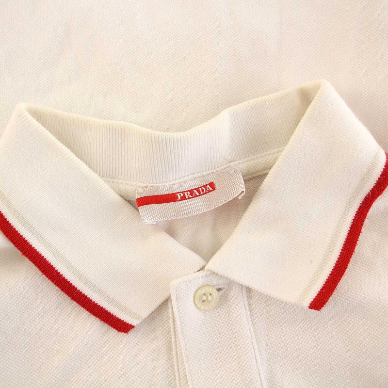 プラダスポーツ PRADA SPORT ポロシャツ コットン 半袖 S 白 ホワイト