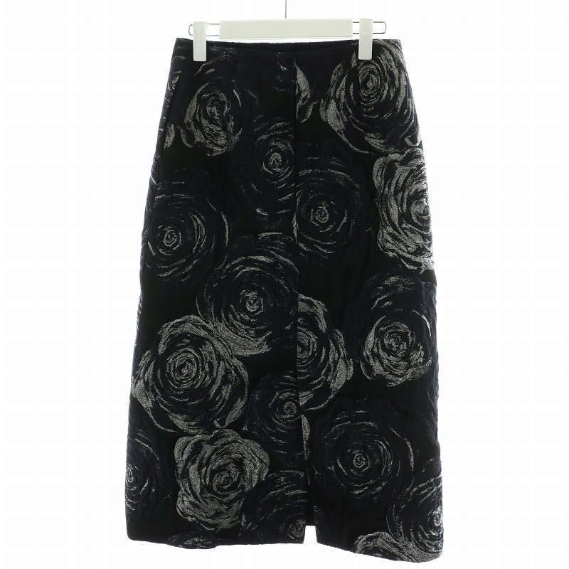 ドゥロワー Drawer フレアスカート ミモレ ロング フラワージャカード  