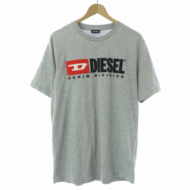 ディーゼル DIESEL Tシャツ カットソー ロゴ刺繍 半袖 M グレー /KL 