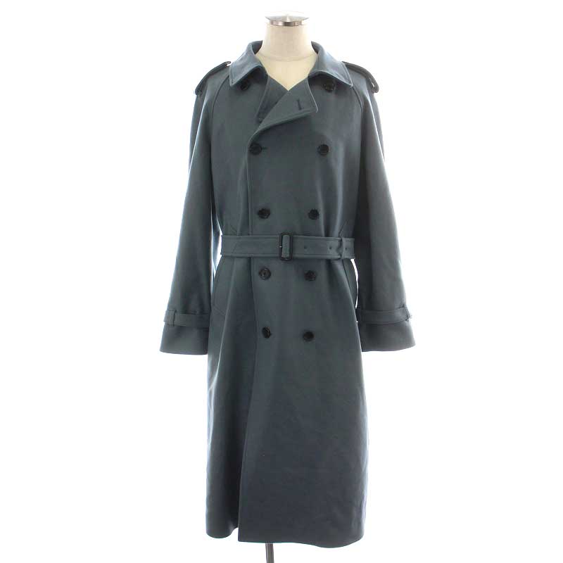 ジェイプレス J.PRESS 22AW トレンチコート ロング ダブル ベルト M 青 