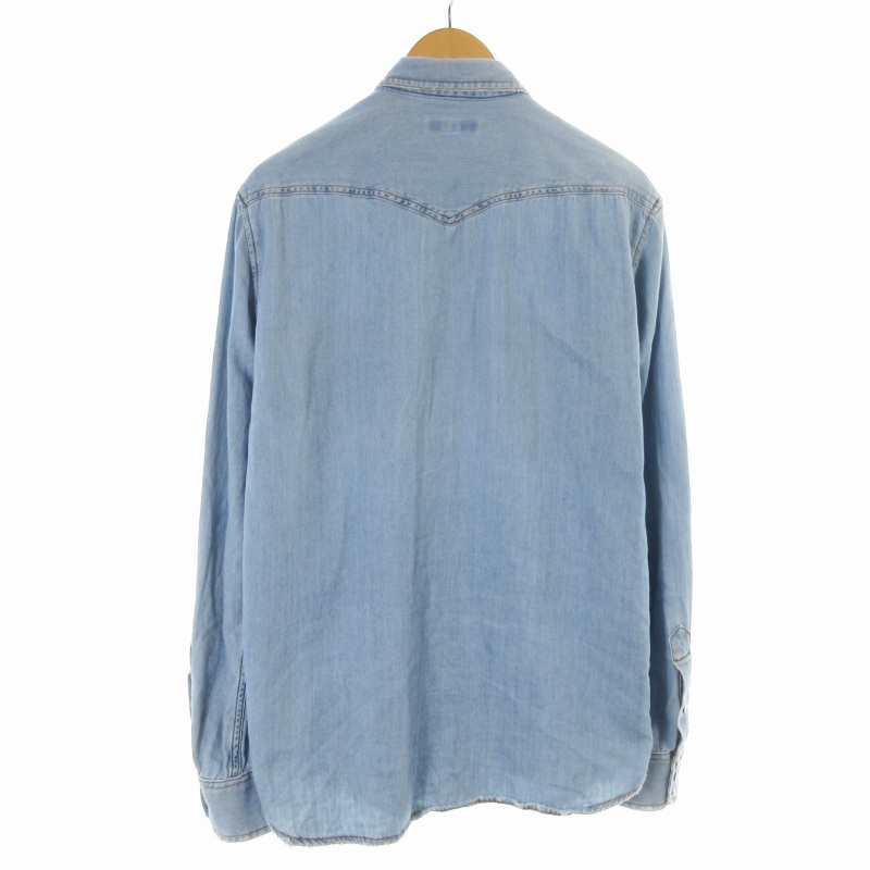ディーゼル DIESEL デニムシャツ ダメージ加工 長袖 L ライトブルー