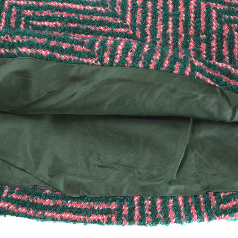 プラダ PRADA フレアスカート ひざ丈 ヘリンボーン ツイード モヘア混