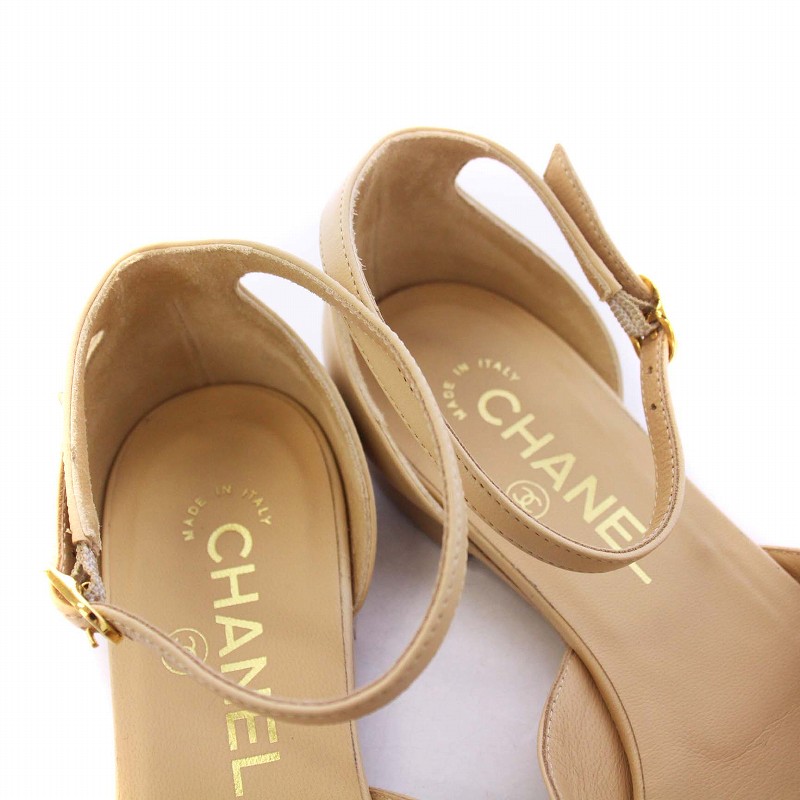 CHANEL シャネル バックストラップ パンプス 約23センチ ベージュ
