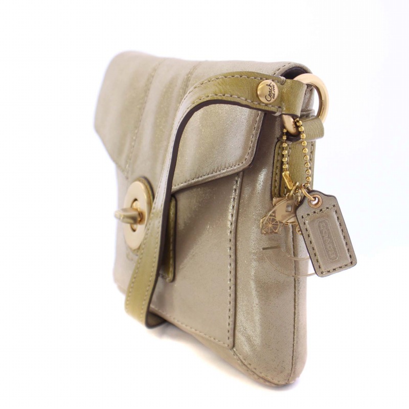 コーチ COACH ショルダーバッグ ターンロック式 メタリック加工